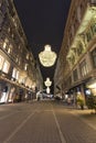 Helsinki, Finland, January 26, 2018: Helsinki Central Street - Alexanderinkatu. Helsinki decorated for the New Year Royalty Free Stock Photo