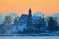 Restaurant Saaristo located in historic timber mansion on rocky island Klippan Luoto Royalty Free Stock Photo