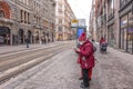 Helsinki. Finland. January 19, 2021 Two girlfriends are on the street, older women take a selfie