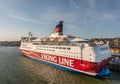 Sunset, Docked Viking line ferry ship in port of Helsinki, Finland Royalty Free Stock Photo