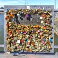 Many closed lock on the Bridge of love in Helsinki