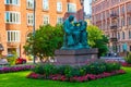 Helsinki, Finland, July 21, 2022: Topelius and children sculptur