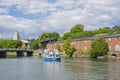 View of Suomenlinna Fortress, bridge and tourist boat