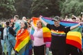 Helsinki, Finland - June 29, 2019: Dancing young people on Helsinki Pride festival in Kaivopuisto public park