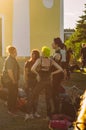 Helsinki, Finland - June 29, 2019: Group of girls in leather costumes on picnic on Helsinki Pride festival in Kaivopuisto public