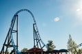 Helsinki, Finland - 24 June 2022: Linnanmaki amusement park with empty roller coaster Taiga