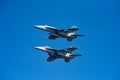 Two US Navy F/A-18 E Super Hornet multirole fighter planes