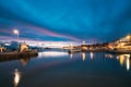 Helsinki, Finland. Landscape With City Pier, Jetty At Winter Sunrise Sunset Time. Blue Sky Reflected In Tranquil Sea Royalty Free Stock Photo