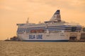Sea cruise ferry `Silja Symphony` in Helsinki harbor