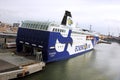 Helsinki, Finland - May 1, 2014. The EckeroLine ferry is docked at the seaport. There is a arrival of cars on board the ferry. Royalty Free Stock Photo