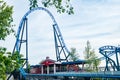 Helsinki, Finland - 21 May 2023: Empty roller coaster Taiga in Linnanmaki amusement park