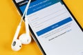Linkedin homepage on Apple iPhone X screen close-up. Linkedin app icon. linkedin.com. Social media app. Social network
