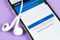 Linkedin homepage on Apple iPhone X screen close-up. Linkedin app icon. linkedin.com. Social media app. Social network