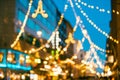 Helsinki, Finland. New Year Boke Lights Xmas Christmas Festive Illumination In Aleksanterinkatu Street. Natural