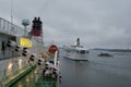 HELSINKI, FINLAND - OCTOBER 25 : the ferry boat SILJA LINE sails from port of the city of Helsinki , Finland OCTOBER 25 2016. Royalty Free Stock Photo