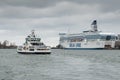 HELSINKI, FINLAND - OCTOBER 25 : the ferry boat SILJA LINE sails from port of the city of Helsinki , Finland OCTOBER 25 2016. Royalty Free Stock Photo