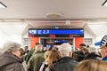 HELSINKI, FINLAND - OCTOBER 25 : passengers expect landing to the ferry in the building of the Viking Line terminal in Helsinkii ,