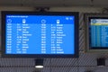 HELSINKI, FINLAND - OCTOBER 25 : tthe schedule of ferries in the building erminal facility of the ferry company Viking Line in Hel