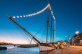 Helsinki, Finland. Old Wooden Sailing Vessel Ship Is Moored To The City Pier, Jetty. Unusual Cafe Restaurant In City Royalty Free Stock Photo
