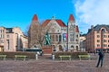 Helsinki. Finland. People near Aleksis Kivi Statue