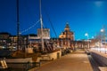 Helsinki, Finland. Pier With Boats, Pohjoisranta Street And View