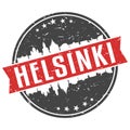 Helsinki Finland Round Travel Stamp Icon Skyline City Design Seal Badge Illustration Clipart.