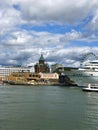 Helsinki, Finland - 15th August 2019: Cruise boats, Sky Wheel Uspenski Eastern Orthodox Cathedra Royalty Free Stock Photo