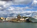 Helsinki, Finland - 15th August 2019: Cruise boats, Sky Wheel Uspenski Eastern Orthodox Cathedra Royalty Free Stock Photo