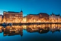 Helsinki, Finland. View Of Pohjoisranta Street In Evening Or Night