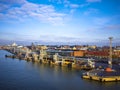 Helsinki harbor in morning sunshien Royalty Free Stock Photo