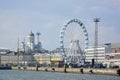 Helsinki harbour from waterside. Ferris wheel, Helsinki Cathedral