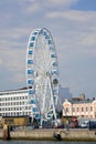 Helsinki harbour from waterside. Ferris wheel, vertical foreshortening