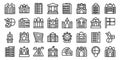 Helsinki icons set outline vector. Finland city