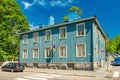 Helsinki - June 2019, Finland: Old wooden residential house on one of the streets in neighborhood Helsinki