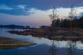 A beautiful midsummer view from Hevossalmi towards downtown Helsinki on a peaceful summer night Royalty Free Stock Photo