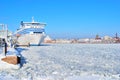 Helsinki seaport in winter Royalty Free Stock Photo