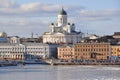 Helsinki skyline and Helsinki Cathedral in winter, Finland