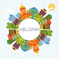 Helsinki Skyline with Color Buildings, Blue Sky and Copy Space. Royalty Free Stock Photo