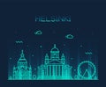 Helsinki skyline Finland vector city linear style