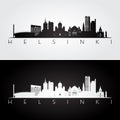 Helsinki skyline and landmarks silhouette