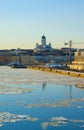 Helsinki spring landscape with Tuomiokirkko Royalty Free Stock Photo