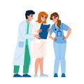 helth doctors and nurses in a hospital vector