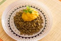 Helthy dish of lentils and pumpkin mash