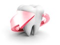 Helthy Tooth With Red Protection Arrow Arround