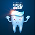 Helthy Tooth with Shining Toothpaste. Cartoon Character. Stomatology Design Template. Dental Health Concept. Oral Care.