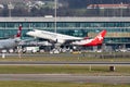 Helvetic airways Embraer E-190LR jet leaving from Zurich in Switzerland Royalty Free Stock Photo