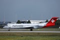 Helvetic Airways plane taxiing in Munich Airport Royalty Free Stock Photo