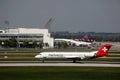 Helvetic Airways plane taxiing in Munich Airport Royalty Free Stock Photo