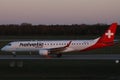 Helvetic Airways plane taxiing in Munich Airport Royalty Free Stock Photo