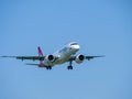 Plane landing at ZÃÂ¼rich Airport Switzerland Royalty Free Stock Photo